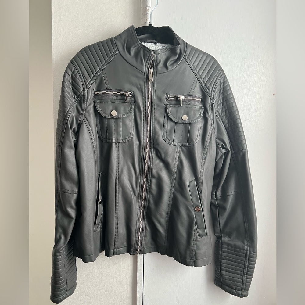 Royalty For Me Grey faux leather Jacket
